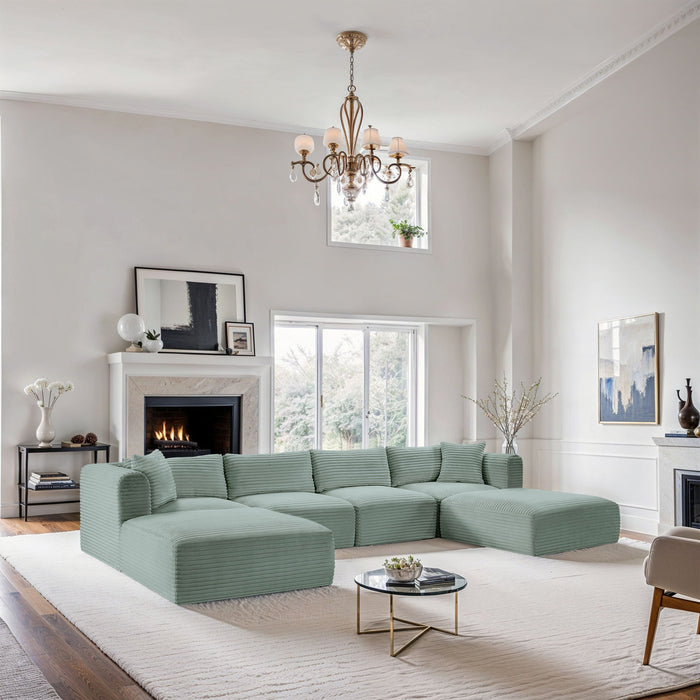 Shaggy - 6 Piece Modular Sectional With 2 Ottomans - Simple Home Plus
