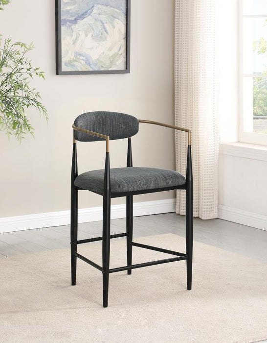Tina - Metal Counter Height Bar Stool With Upholstered Back And Seat (Set of 2) - Simple Home Plus