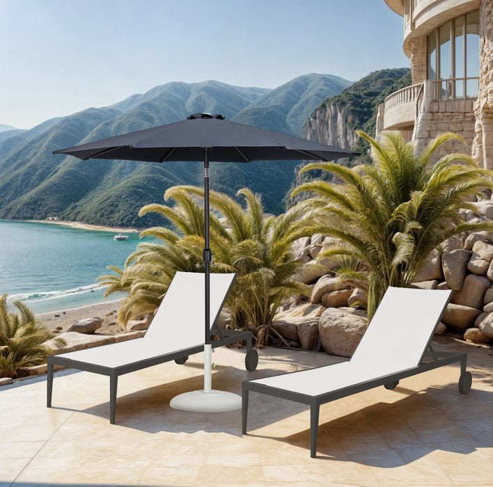 Fiji - Aluminum Patio Umbrella With Round White And Black Base - Simple Home Plus
