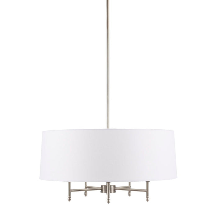 Presidio - 5-Light White Drum Shade Chandelier - Silver / White - Simple Home Plus