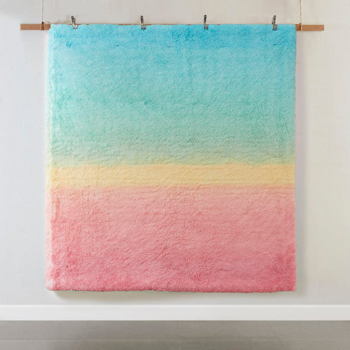 Primrose - Ombre Shaggy Faux Fur Comforter Set - Aqua Multi - Simple Home Plus