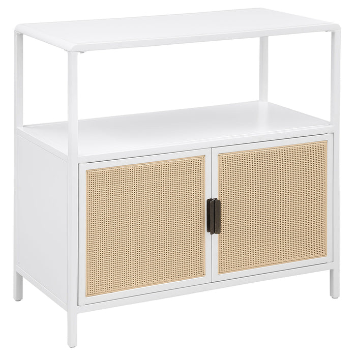 Amherst - 2-Door Radio Weave Cane Metal Accent Cabinet - Simple Home Plus
