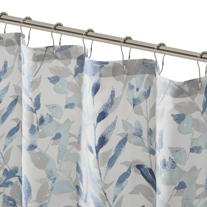Sofia - Botanical Printed Shower Curtain - Blue - Simple Home Plus