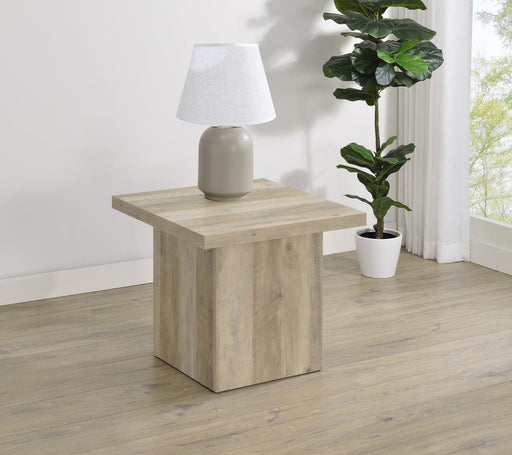 Devar - Square Engineered Wood End Table - Distressed Pine - Simple Home Plus
