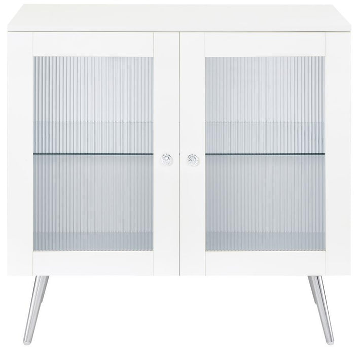 Nieta - 2 Door Engineered Wood Accent Cabinet - White High Gloss - Simple Home Plus