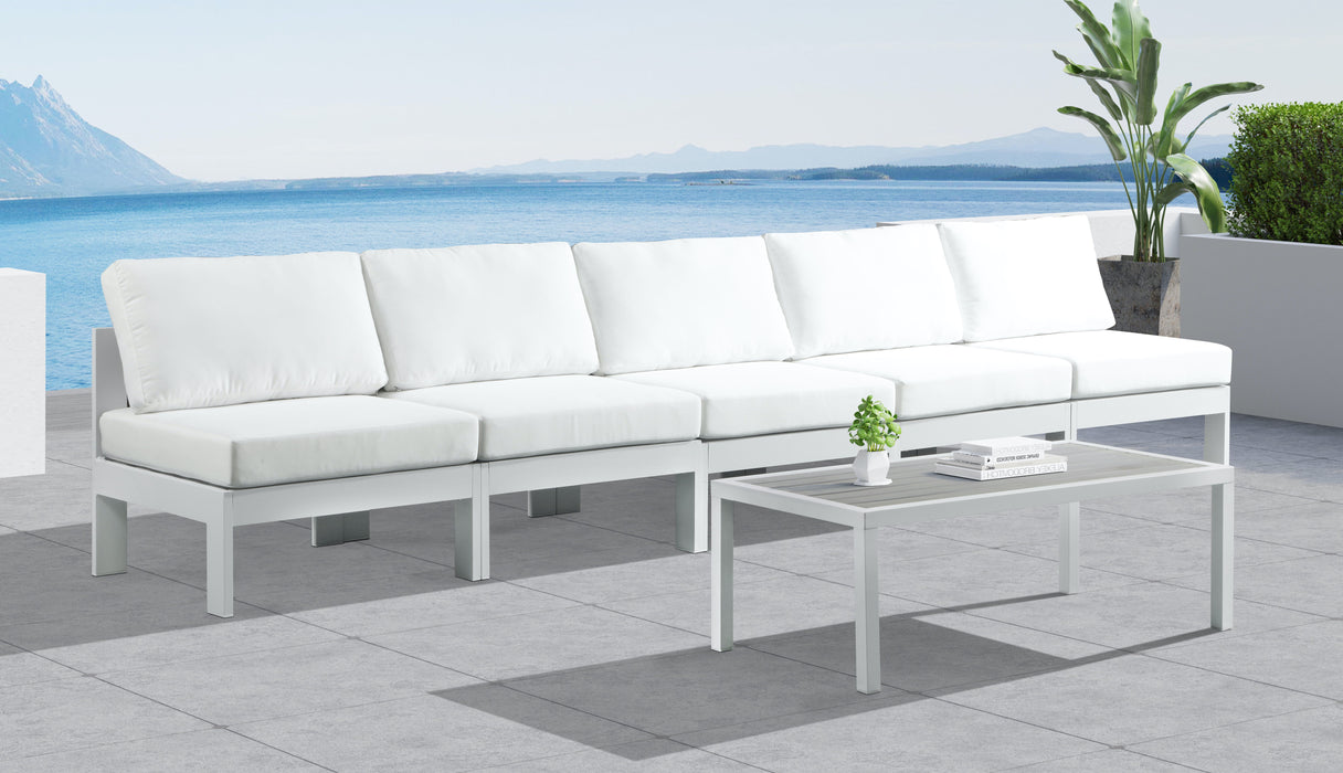 Nizuc - Outdoor Patio 5 Seat Modular Armless Sofa With White Frame - Simple Home Plus