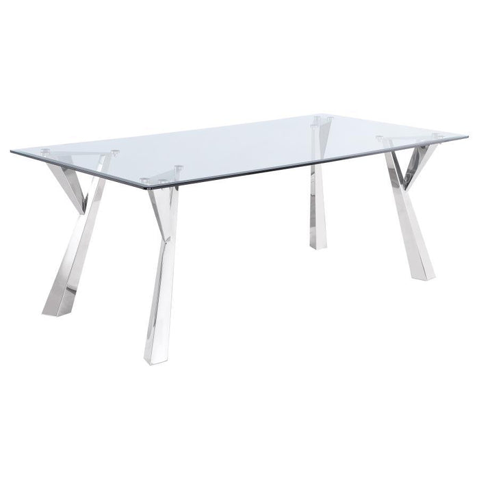 Alaia - Rectangular Glass Top Dining Table - Chrome - Simple Home Plus