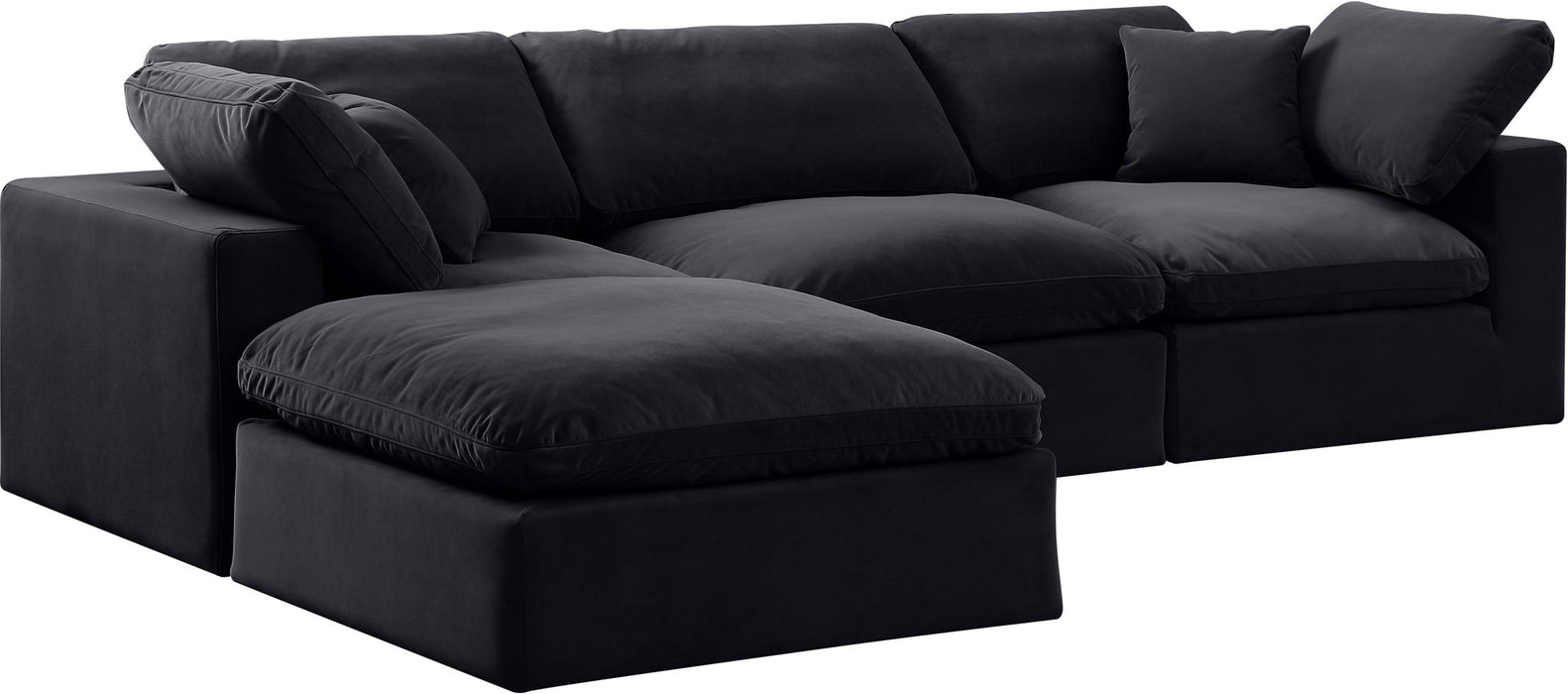 Comfy - 4 Piece Velvet Modular Sectional With Chaise - Simple Home Plus