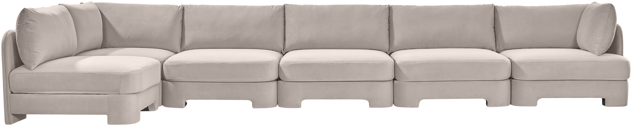 Hammond - Velvet Performance Fabric Upholstered 6 Piece L-Shaped Armless Sectional