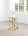 Elise - Round Mirror Top Stainless Steel End Table - Gold - Simple Home Plus