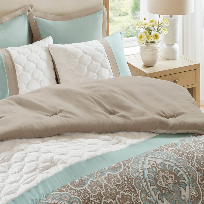 Shawnee - Queen 8 Piece Comforter Set - Seafoam