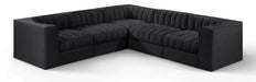 Rummi - Symmetrical Velvet Performance Fabric Upholstered 5 Piece Modular Sectional - Simple Home Plus