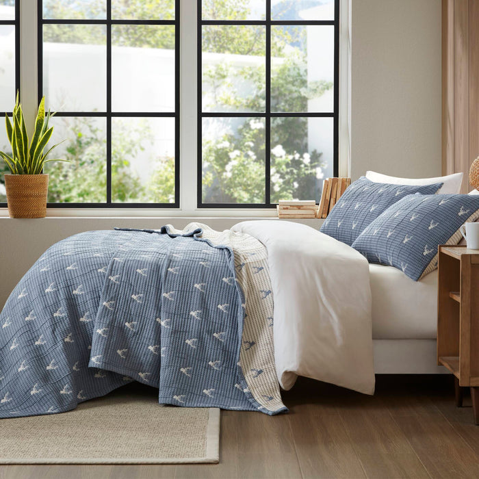 Keystone - King/California King Coverlet Set - Blue - Simple Home Plus