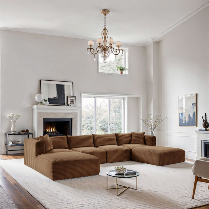 Shaggy - Fabric 6 Piece Modular Sectional With 2 Ottomans - Simple Home Plus
