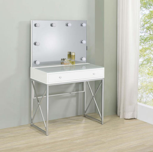 Eliza - 2 Piece Vanity Set With Hollywood Lighting - White And Chrome - Simple Home Plus
