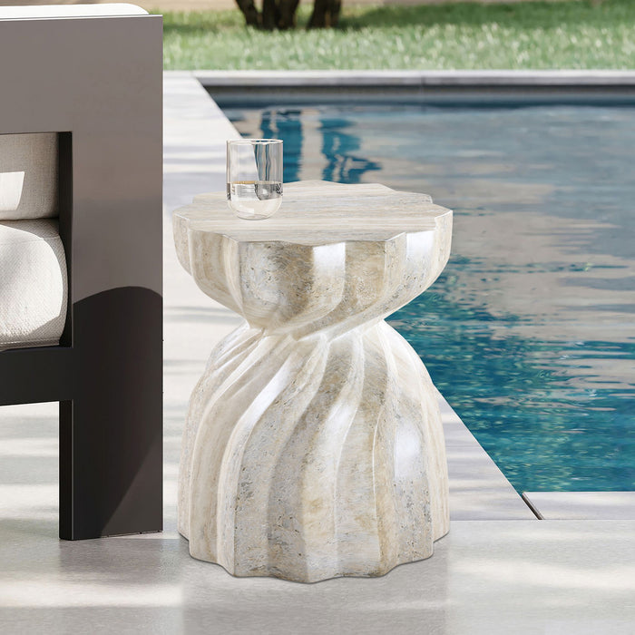 Caserta - Concrete End Table - Travertine - Simple Home Plus