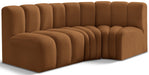 Arc - Velvet 3 Piece Sofa - Saddle - Simple Home Plus