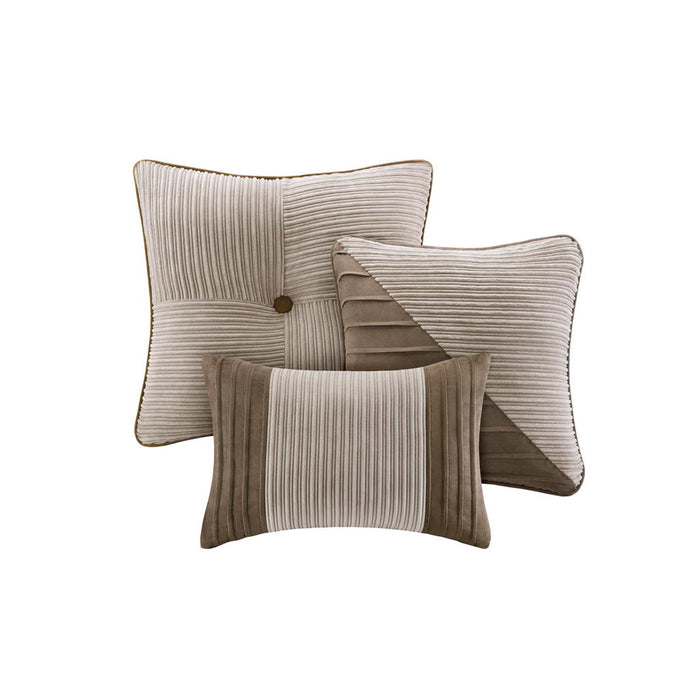 Dallas - Queen - Piece Comforter (Set of 7) - Taupe - Simple Home Plus