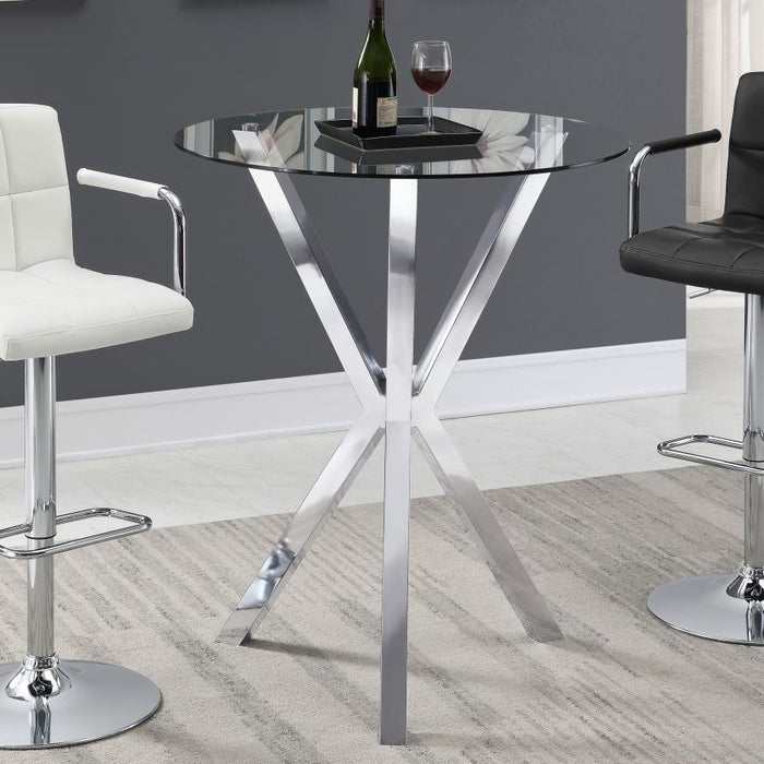 Denali - Round Glass Top Bistro Bar Table - Chrome - Simple Home Plus