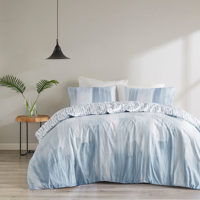 Brush Stroke - 3 Piece Oversized Reversible Duvet Cover Mini Set - Blue - Simple Home Plus