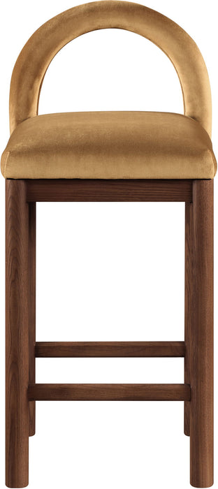 Conrad - Velvet Counter Stool With Brown Legs - Simple Home Plus