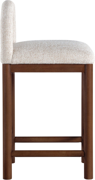 Conrad - Linen Counter Stool With Brown Legs - Simple Home Plus