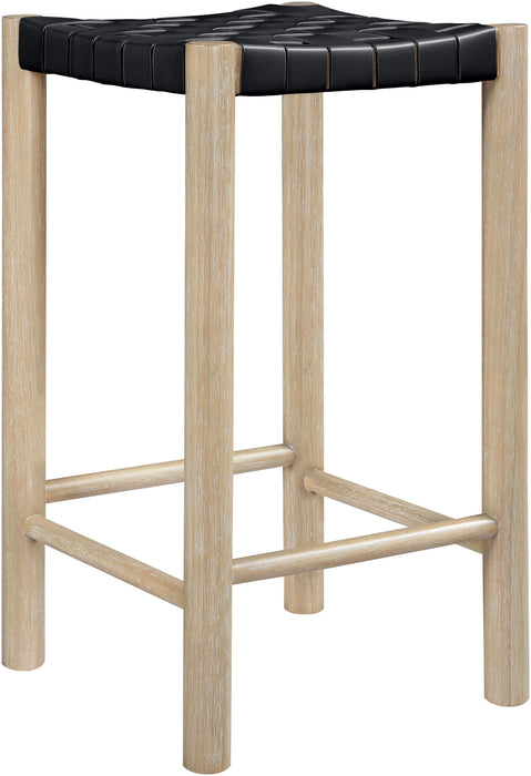 Entwine - Vegan Leather Upholstered Backless Counter Stool - Painted Natural - Simple Home Plus