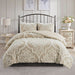 Viola - 3 Piece Tufted Damask Duvet Cover Set - Taupe - Simple Home Plus