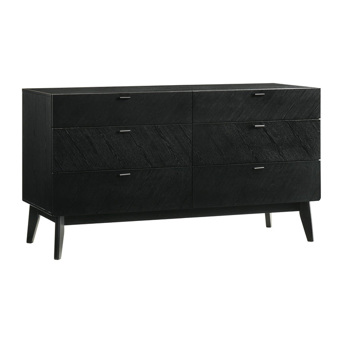 Petra - 6 Drawer Wood Dresser - Black - Simple Home Plus