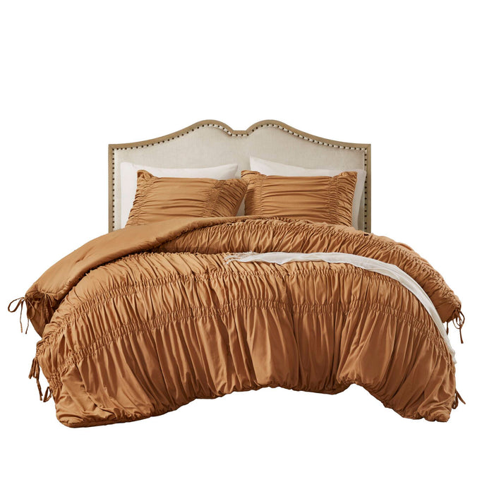 Mia - 3 Piece Queen Comforter Set - Brown - Simple Home Plus