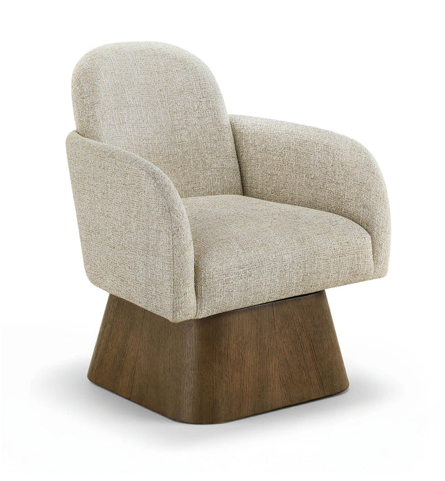 Marlowe - Linen Textured Fabric Upholstered Swivel Accent Chair - Stained Brown - Simple Home Plus