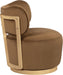 Elara - Velvet Upholstered Swivel Accent Chair - Saddle / Stained Natural - Simple Home Plus