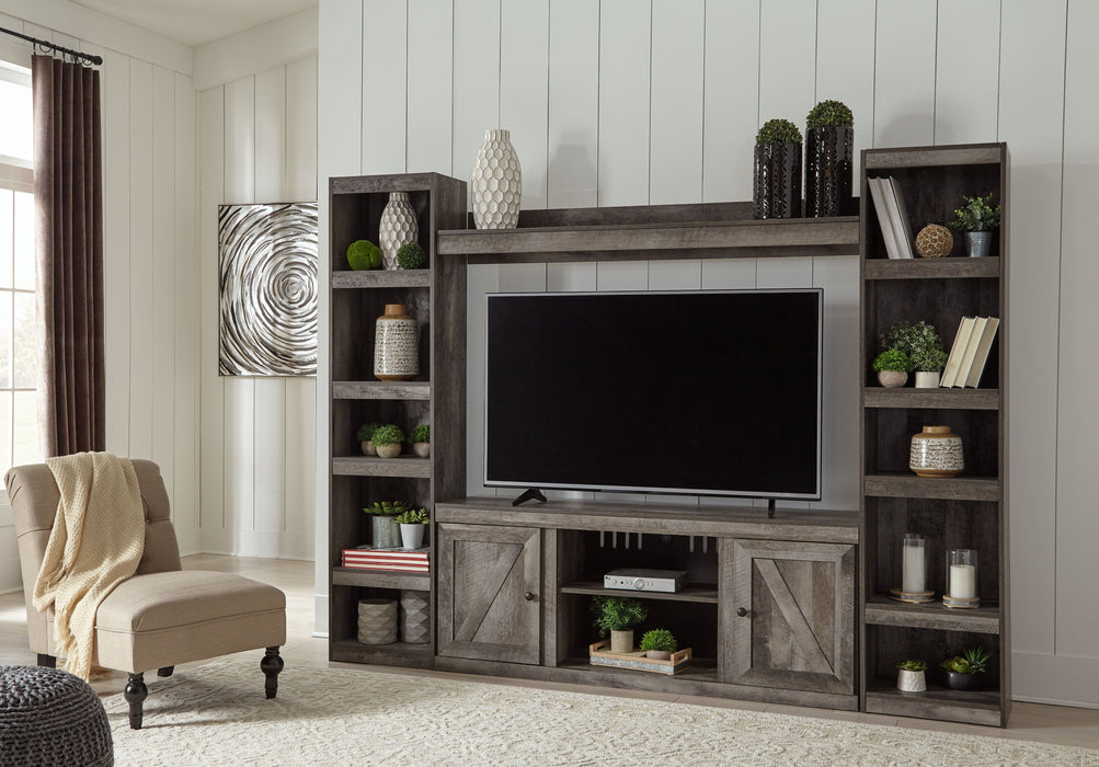 Wynnlow - Gray - 4-Piece Entertainment Center With LG TV Stand W/Fireplace Option - Simple Home Plus