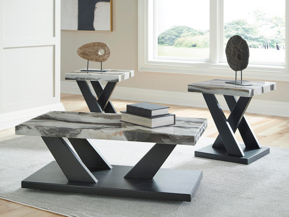 Cendill - Occasional Table Set (Set of 3) - Dark Brown / White / Black - Simple Home Plus
