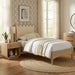 Santos - Vegan Leather Headboard And Wood Bed - Waxed Natural Frame - Simple Home Plus