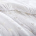 Rosalie - 4 Piece Full/Queen Metallic Printed Plush Comforter Set With Throw Pillow - White/Gold - Simple Home Plus