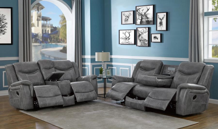 Conrad - Upholstered Padded Arm Motion Sofa Set - Simple Home Plus
