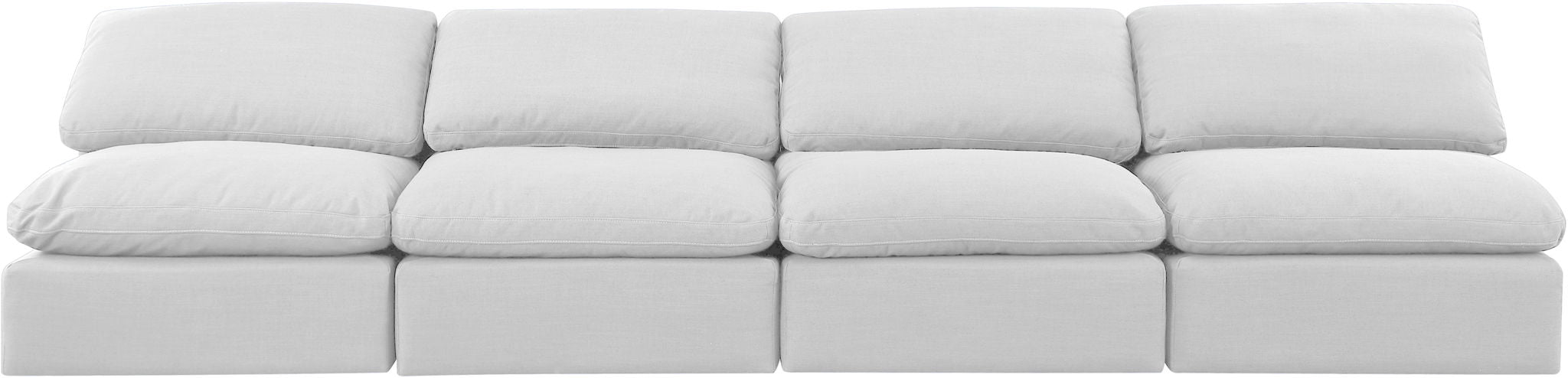 Indulge - Linen 4 Piece Modular Armless Sofa - White - Simple Home Plus