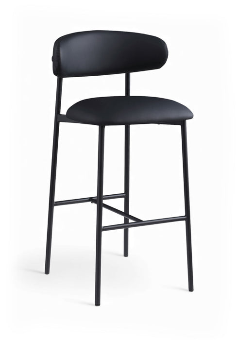 Lupita - Vegan Leather Upholstered Bar Stool With Matte Black Frame (Set of 2) - Simple Home Plus