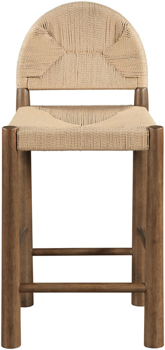 Bohemia - Woven Seagrass Cord And Solid Wood Counter Stool - Beige - Simple Home Plus