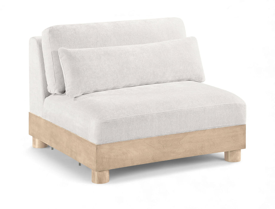 Turin - Chenille Fabric Upholstered Modular Armless Chair - Natural Base - Simple Home Plus