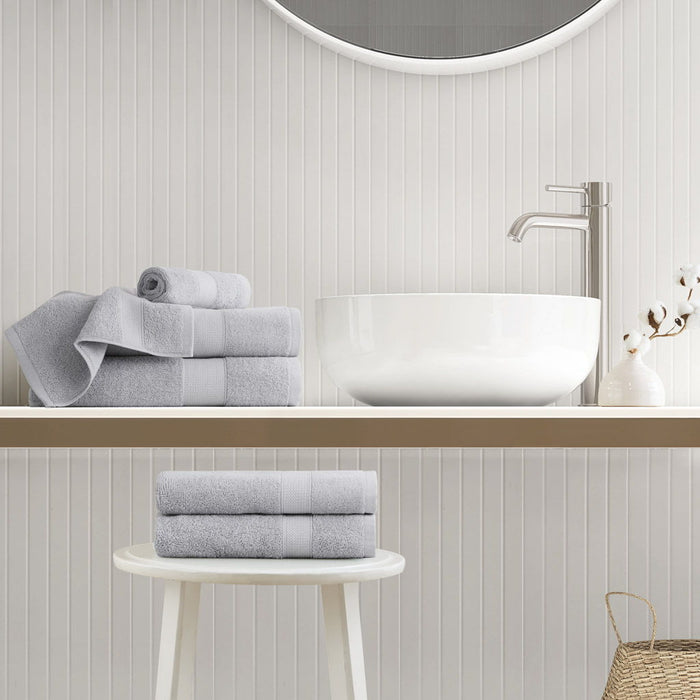 Premium Turkish Cotton 500GSM Plush 6 Piece Towel Set - Light Gray - Simple Home Plus