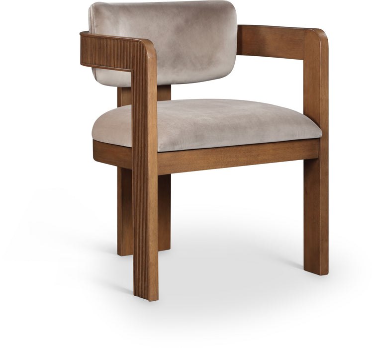 Sacha - Velvet Dining Chair With Brown Base (Set of 2) - Simple Home Plus