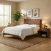Santos - Vegan Leather Headboard And Wood Bed - Waxed Brown Frame - Simple Home Plus