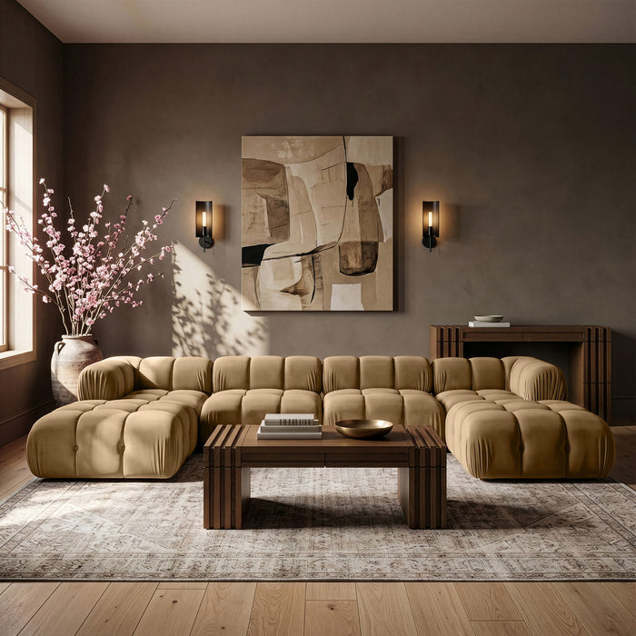 Orin - Velvet 6 Piece Modular Double Chaise Sectional