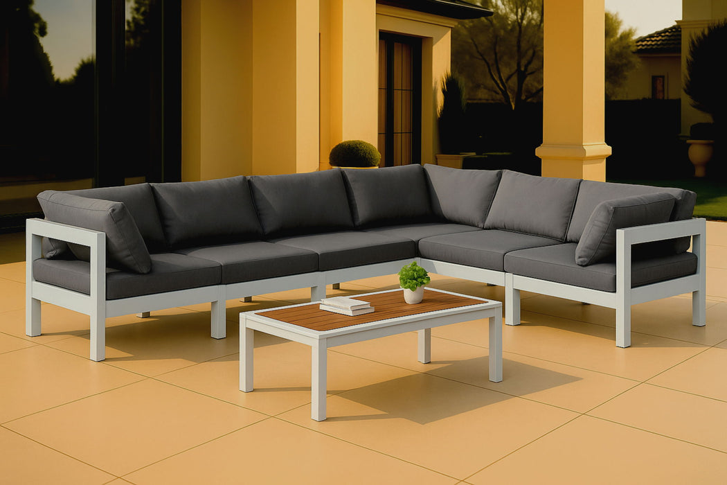 Nizuc - Outdoor Patio 6 Piece Modular Sectional With White Frame - Simple Home Plus