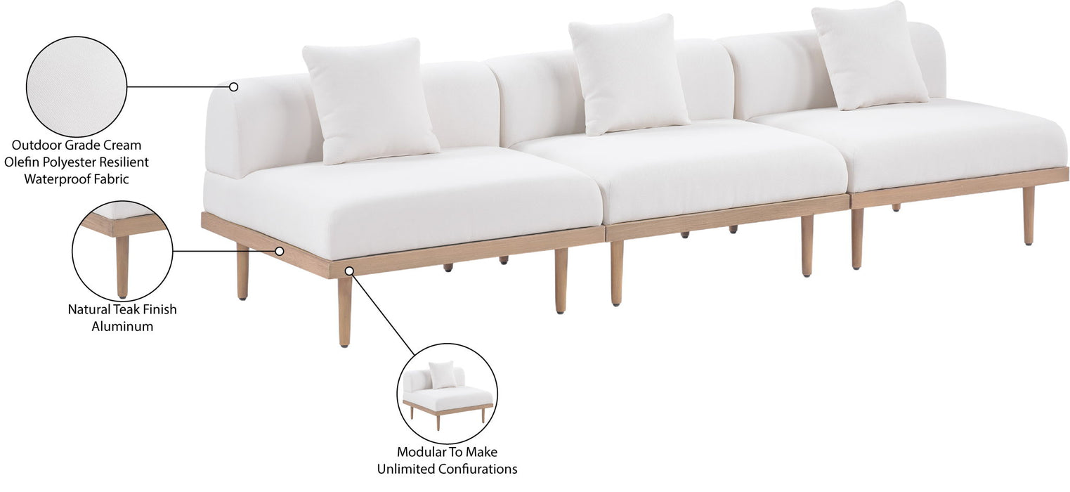 Laguna - 3 Piece Resilient Water Resistant Fabric 106.5" Outdoor Patio Armless Modular Sofa - Simple Home Plus