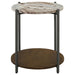 Noemie - Round Marble Top Accent Side Table - White And Gunmetal - Simple Home Plus