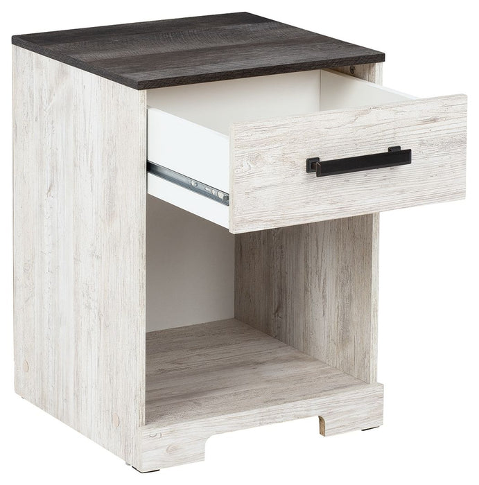 Shawburn - White / Black / Gray - One Drawer Night Stand - Open Cubby - Simple Home Plus