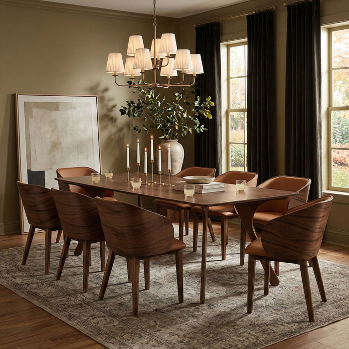 Glenwood - 86.75" Solid Wood And Walnut Veneer Dining Table - Brown - Simple Home Plus
